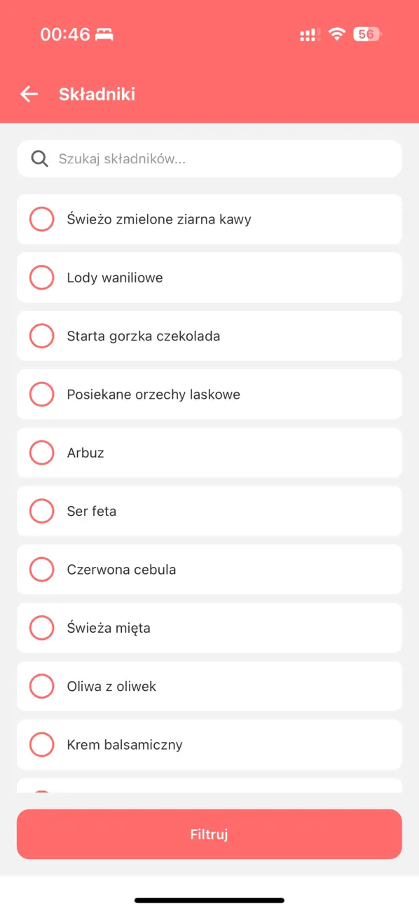 Wyszukiwanie przepisów po składnikach w aplikacji Mój Obiad